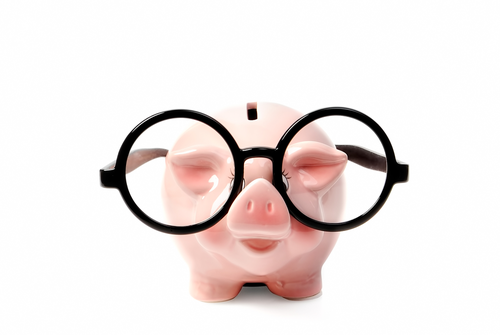 piggy bank with glasses concept of when appeals are good economic choices