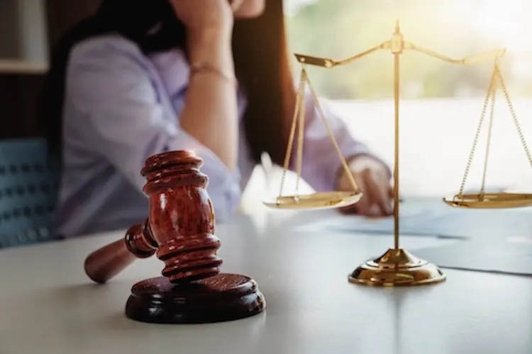Lawyer looking over papers