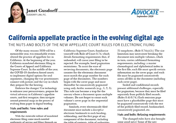 California Appellate Practice in the Evolving Digital Age