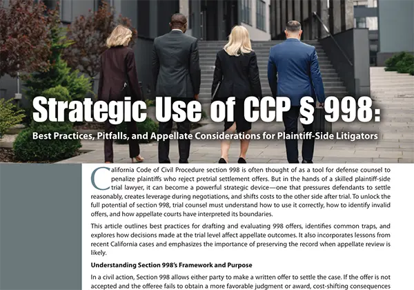 Strategic Use of CCP § 998
