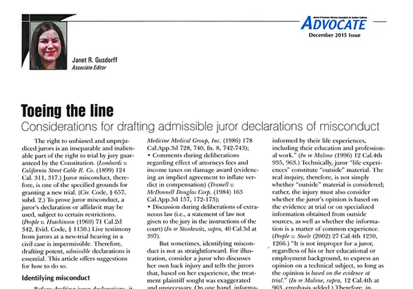 Toeing the Line: Considerations for Drafting Admissible Juror Declarations of Misconduct