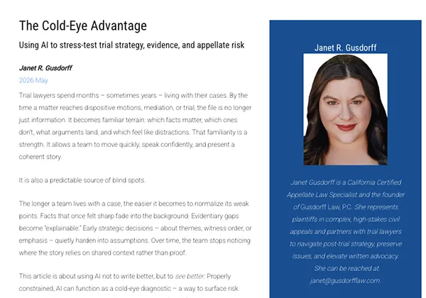 Advocate Magazine - The Cold-Eye Advantage